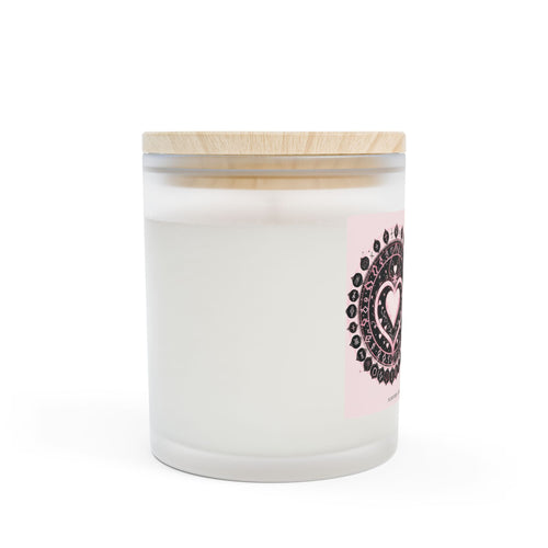 Love Spell Frosted Glass Candle – 11oz Oakmoss & Amber Scented Gift