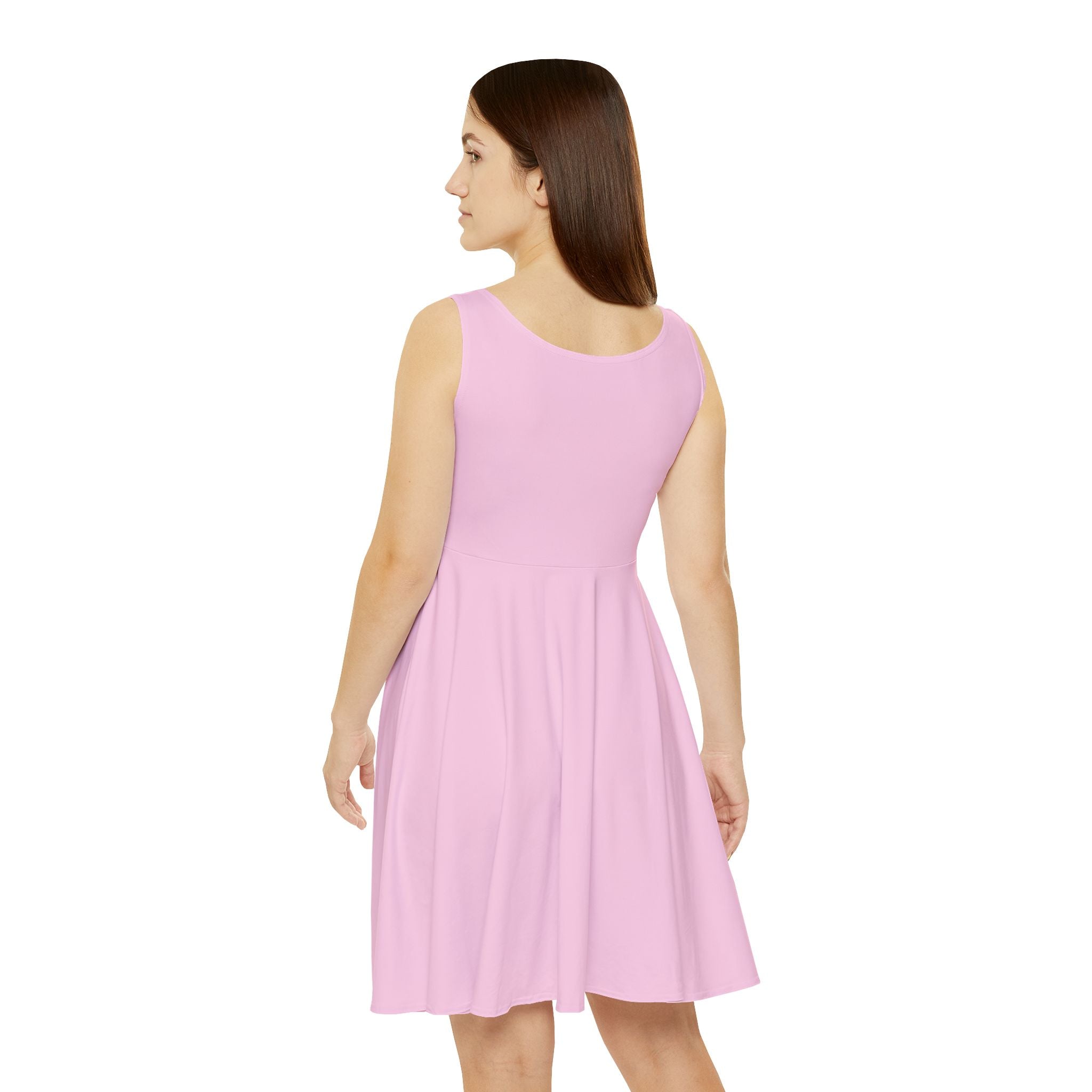 Pink Floral Crop-Top Skater Dress — Women's Casual Summer Dress